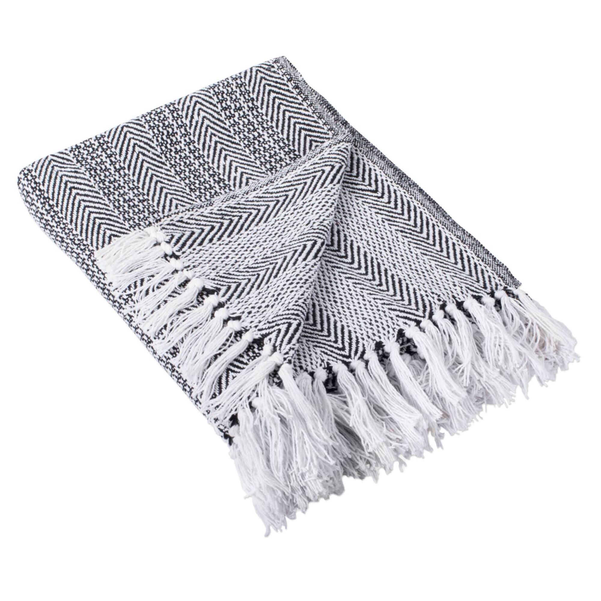 DII® Black Herringbone Stripe Throw